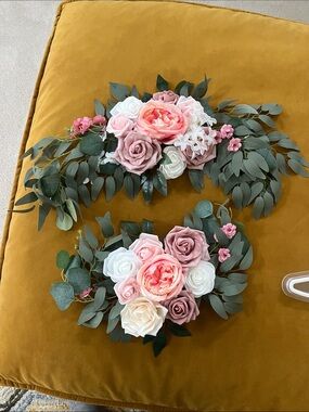 Artificial Rose and Eucalyptus Floral Arrangements- Pink, White, Blush